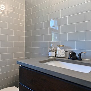 Sample Ash Gray Blend Ripple Series 3D Wave Backsplash Glass Stone Mosaic Tile for Kitchen Bathroom